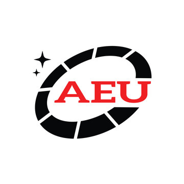 AEU Creative Circular Logo Design in Blue and Black for Corporate Branding and Technology, AEU Blue and Black Tech Logo with Circular Elements for Branding and Visual Identity, AEU LOGO, AEU vector 