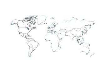 World political map with blue and white color scheme, perfect for educational or political design projects, blue, design