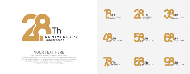 Anniversary logo set vector design, brown color for celebration event