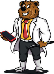 cartoon bear businessman 