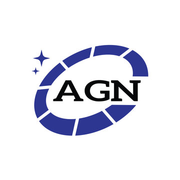 AGN Creative Circular Logo Design in Blue and Black for Corporate Branding and Technology, AGN Blue and Black Tech Logo with Circular Elements for Branding and Visual Identity, AGN LOGO, AGN vector 