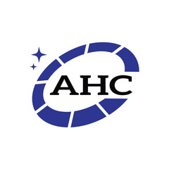 AHC Creative Circular Logo Design in Blue and Black for Corporate Branding and Technology, AHC Blue and Black Tech Logo with Circular Elements for Branding and Visual Identity, AHC LOGO, AHC vector lo