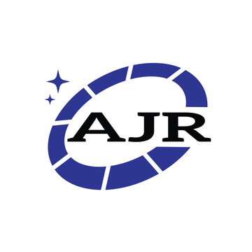 AJR Creative Circular Logo Design in Blue and Black for Corporate Branding and Technology, AJR Blue and Black Tech Logo with Circular Elements for Branding and Visual Identity, AJR LOGO, AJR vector lo