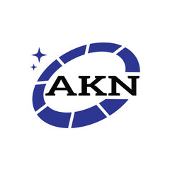 AKN Creative Circular Logo Design in Blue & Black for Corporate Branding and Technology, AKN Blue and Black Tech Logo with Circular Elements for Branding & Visual Identity, AKN LOGO, AKN vector logo,