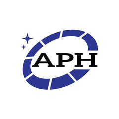 APH Creative Circular Logo Design in Blue & Black for Corporate Branding and Technology, APH Blue and Black Tech Logo with Circular Elements for Branding & Visual Identity, APH LOGO, APH vector logo,