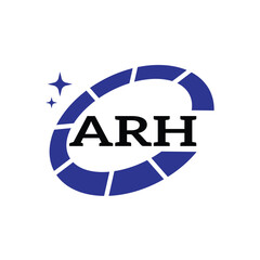 ARH Creative Circular Logo Design in Blue & Black for Corporate Branding and Technology, ARH Blue and Black Tech Logo with Circular Elements for Branding & Visual Identity, ARH LOGO, ARH vector logo,
