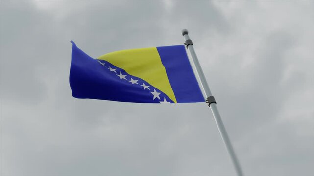 bosnia herzegovina country flag waving with pole