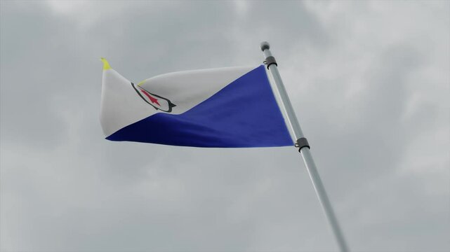 bonaire country flag waving with pole