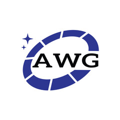 AWG Creative Circular Logo Design in Blue & Black for Corporate Branding and Technology, AWG Blue and Black Tech Logo with Circular Elements for Branding & Visual Identity, AWG LOGO, AWG vector logo,