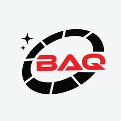 BAQ Creative Circular Logo Design in Red and Black for Corporate Branding and Technology, BAQ Red and Black Tech Logo with Circular Elements for Branding and Visual Identity, BAQ LOGO, BAQ vector logo