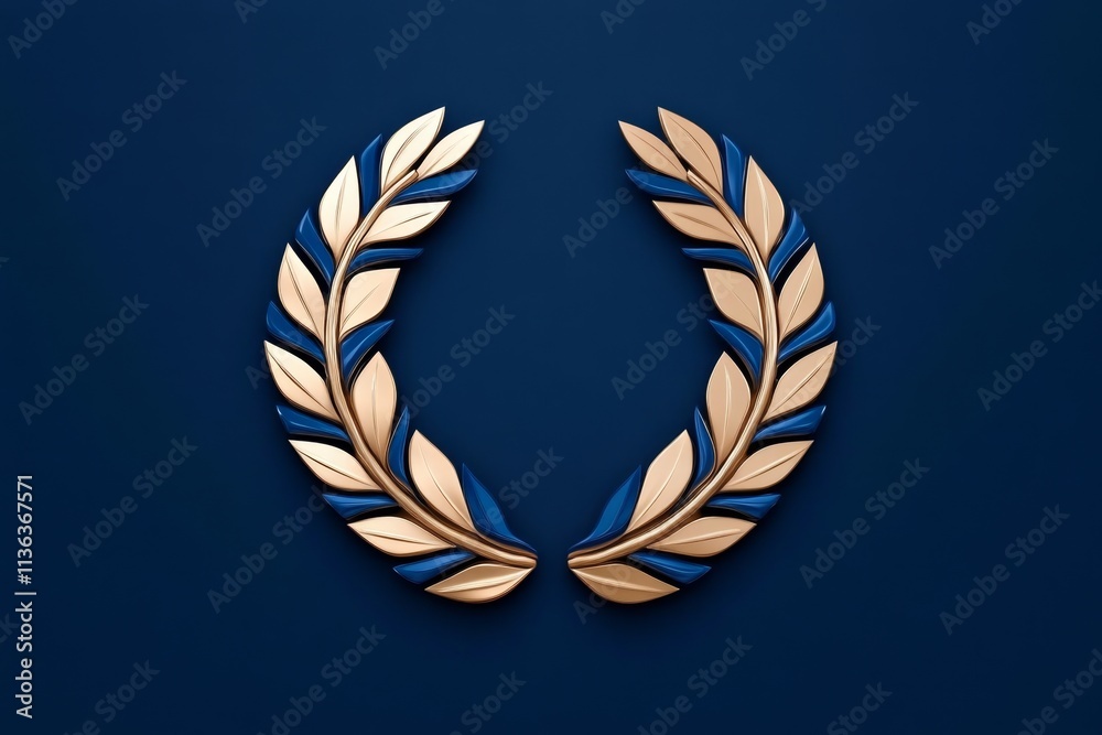 Poster an abstract representation of a laurel wreath, a universal symbol of excellence, drawn with smooth, 