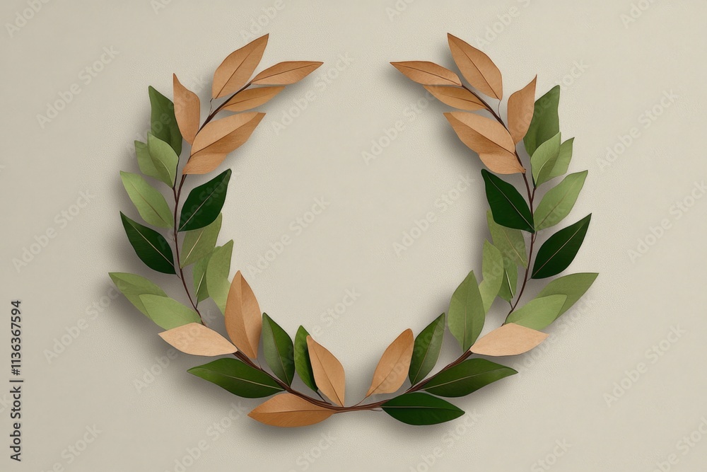 Poster an abstract representation of a laurel wreath, a universal symbol of excellence, drawn with smooth, 
