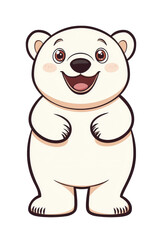 Fototapeta premium Cute cartoon polar bear character with a cheerful expression and playful demeanor. transparent background.