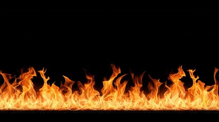 Vibrant Flames Dancing Against a Black Background in a Fiery Display