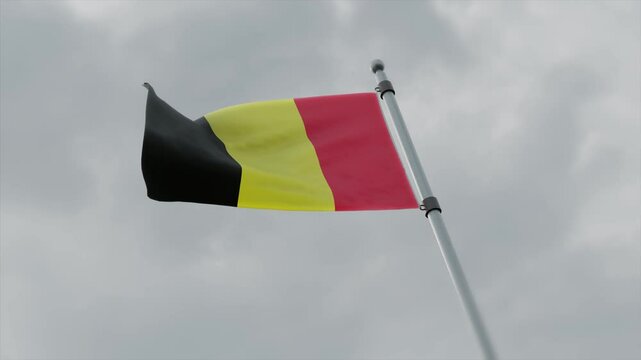 belgium country flag waving with pole