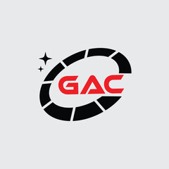 GAC Creative Circular Logo Design in Red and Black for Corporate Branding and Technology, GAC Red and Black Tech Logo with Circular Elements for Branding and Visual Identity, GAC LOGO, GAC vector logo