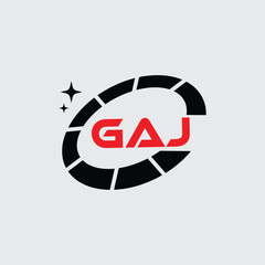 GAJ Creative Circular Logo Design in Red and Black for Corporate Branding and Technology, GAJ Red and Black Tech Logo with Circular Elements for Branding and Visual Identity, GAJ LOGO, GAJ vector logo © MD ABU SAYEED MERAJ 