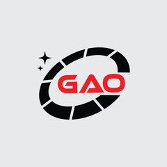 GAO Creative Circular Logo Design in Red and Black for Corporate Branding and Technology, GAO Red and Black Tech Logo with Circular Elements for Branding and Visual Identity, GAO LOGO, GAO vector logo