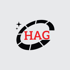 HAG Creative Circular Logo Design in Red and Black for Corporate Branding and Technology, HAG Red and Black Tech Logo with Circular Elements for Branding and Visual Identity, HAG LOGO, HAG vector logo