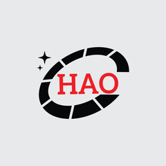 HAO Creative Circular Logo Design in Red and Black for Corporate Branding and Technology, HAO Red and Black Tech Logo with Circular Elements for Branding and Visual Identity, HAO LOGO, HAO vector logo
