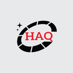 HAQ Creative Circular Logo Design in Red and Black for Corporate Branding and Technology, HAQ Red and Black Tech Logo with Circular Elements for Branding and Visual Identity, HAQ LOGO, HAQ vector logo