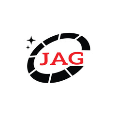 JAG Creative Circular Logo Design in Red and Black for Corporate Branding and Technology, JAG Red and Black Tech Logo with Circular Elements for Branding and Visual Identity, JAG LOGO, JAG vector logo