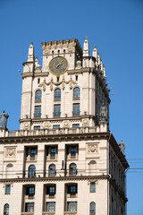 facade of the building with a clock (