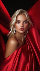 portrait of a woman in red dress