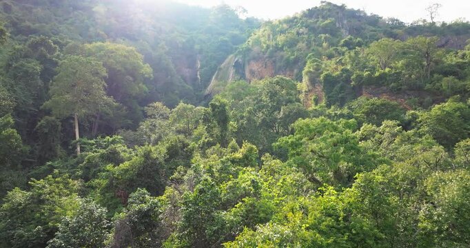 Aerial view of the rainforest in Erawan National Park, Thailand