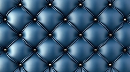Elegant Blue Tufted Upholstery with Decorative Buttons and Texture