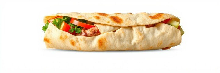 Delicious wrap filled with fresh vegetables, grilled chicken, and herbs enjoyed in a casual setting