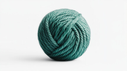 A ball of yarn with a perfectly smooth, tightly woven texture, displayed on a clear white background. Vibrant emerald green color with subtle reflections emphasizing the fine texture of the yarn