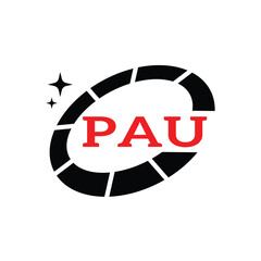PAU Creative Circular Logo Design in Red and Black for Corporate Branding and Technology, PAU Red and Black Tech Logo with Circular Elements for Branding and Visual Identity, PAU LOGO, PAU vector logo