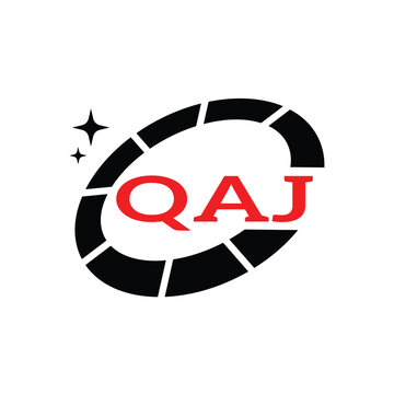 QAJ Creative Circular Logo Design in Red and Black for Corporate Branding and Technology, QAJ Red and Black Tech Logo with Circular Elements for Branding and Visual Identity, QAJ LOGO, QAJ vector logo