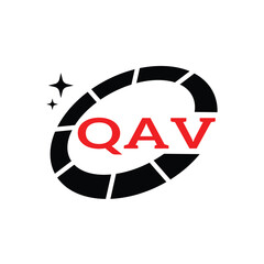 QAV Creative Circular Logo Design in Red and Black for Corporate Branding and Technology, QAV Red and Black Tech Logo with Circular Elements for Branding and Visual Identity, QAV LOGO, QAV vector logo