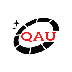 QAU Creative Circular Logo Design in Red and Black for Corporate Branding and Technology, QAU Red and Black Tech Logo with Circular Elements for Branding and Visual Identity, QAU LOGO, QAU vector logo