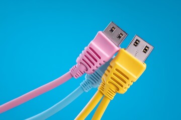 A flat, colorful depiction of Ethernet cables connecting multiple devices in a playful, abstract design