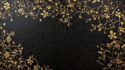 Deep black canvas with intricate gold patterns