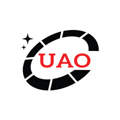 UAO Creative Circular Logo Design in Red and Black for Corporate Branding and Technology, UAO Red and Black Tech Logo with Circular Elements for Branding and Visual Identity, UAO LOGO, UAO vector logo