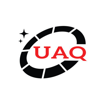 UAQ Creative Circular Logo Design in Red and Black for Corporate Branding and Technology, UAQ Red and Black Tech Logo with Circular Elements for Branding and Visual Identity, UAQ LOGO, UAQ vector logo