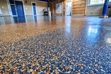 Close up of an epoxy garage floor