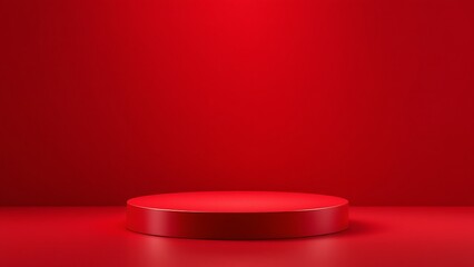 The corner of the red table with light shining down, Blank red product studio background, stage, podium for presentation vector illustration design for display cosmetic or beauty product.