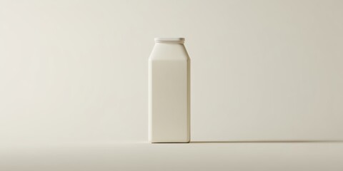 A realistic and highly detailed 3D carton of cashew milk, placed centrally on a smooth white field with ample copy space