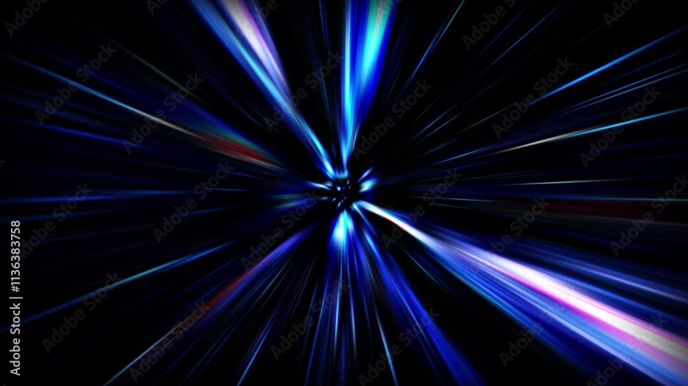 Wall mural animation of abstract vj loop radial shine ray light on black background. abstract motion background