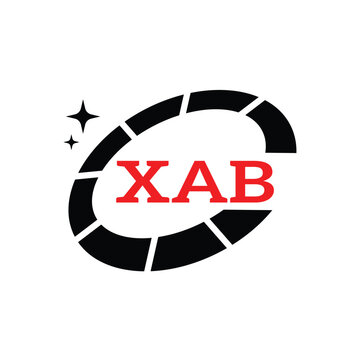 XAB Creative Circular Logo Design in Red and Black for Corporate Branding and Technology, XAB Red and Black Tech Logo with Circular Elements for Branding and Visual Identity, XAB LOGO, XAB vector logo