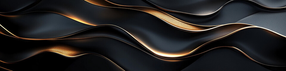 Luxe black backdrop with subtle gold accents, creating a sophisticated modern look