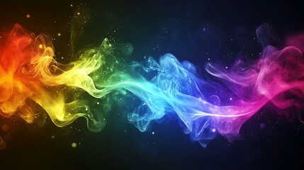 Bold rainbow swirls with dynamic energy lines