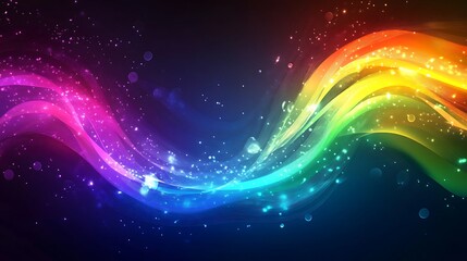 Obraz premium Abstract rainbow waves blending into light patterns