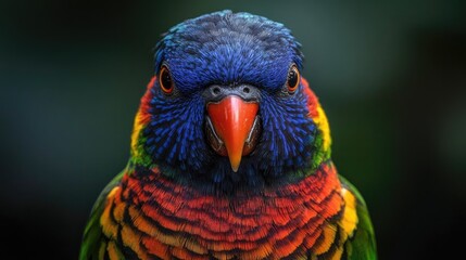 Naklejka premium Vibrant Close-up Portrait of a Colorful Rainbow Lorikeet Bird