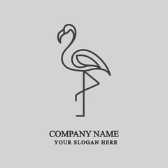 Asleek modern vector flamingo logo design
